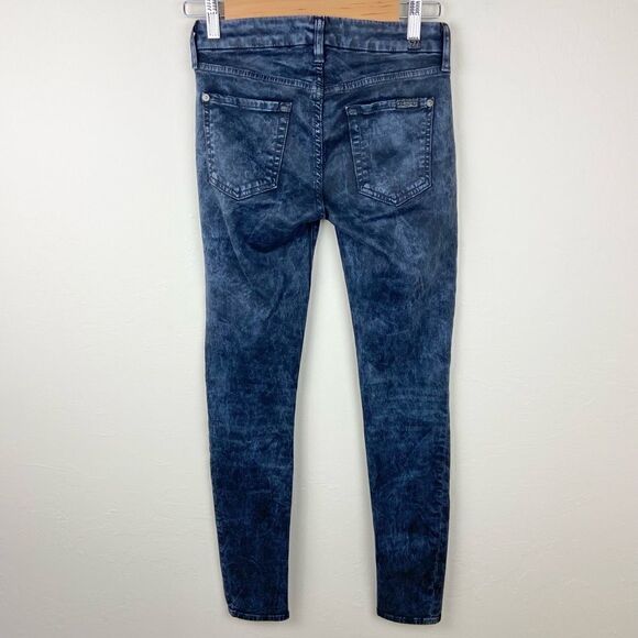 7 For All Mankind Black Acid Wash Skinny Jeans - Picture 5 of 7